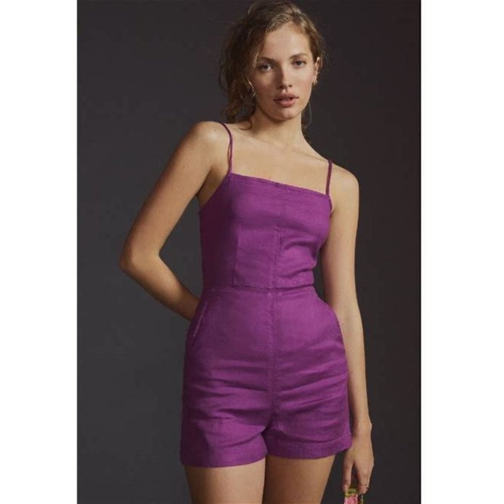 Maive by Anthropologie Purple romper! with pockets!
